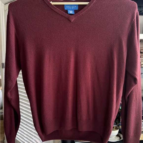 Vintage Towncraft Burgundy V-Neck Sweater XL Made in Hong Kong - Picture 1 of 4